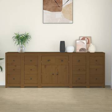 Stylish Honey Brown Sideboard | Solid Pine Wood | 230x35x80 cm