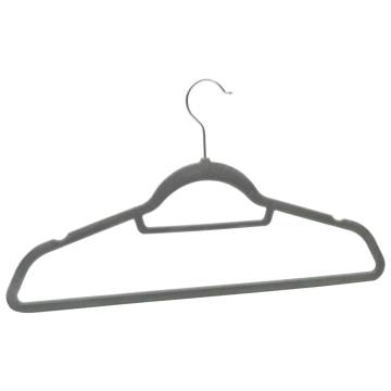 100 Pcs Anti-slip Grey Velvet Clothes Hanger Set