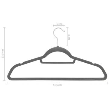 100 Pcs Anti-slip Grey Velvet Clothes Hanger Set