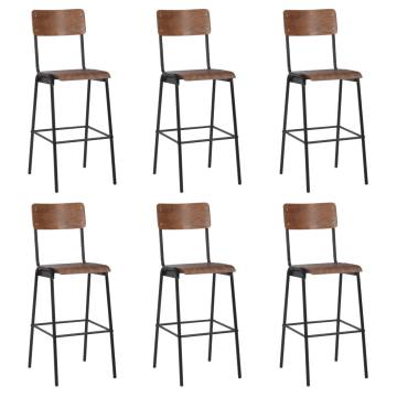 Stylish Bar Chairs 6 pcs - Solid Plywood & Steel