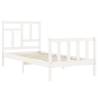 White Bed Frame with Headboard - 90x200 cm Solid Wood