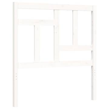 White Bed Frame with Headboard - 90x200 cm Solid Wood