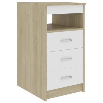 Stylish White & Sonoma Oak Drawer Cabinet - 40x50x76 cm