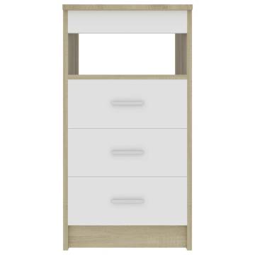 Stylish White & Sonoma Oak Drawer Cabinet - 40x50x76 cm