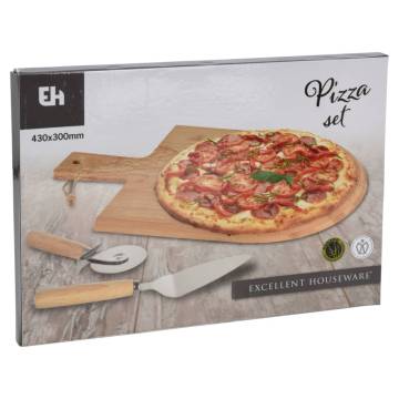 Excellent Houseware 3 Piece Pizza Cutting Set - Bamboo