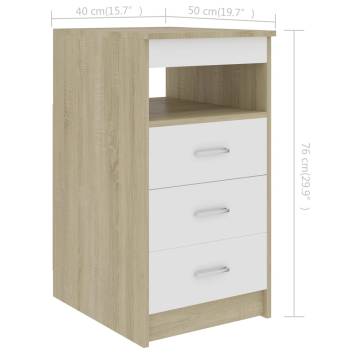 Stylish White & Sonoma Oak Drawer Cabinet - 40x50x76 cm