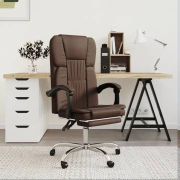 Reclining Office Chair - Brown Faux Leather | Hipomarket