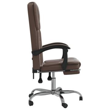 Reclining Office Chair - Brown Faux Leather | Hipomarket