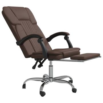 Reclining Office Chair - Brown Faux Leather | Hipomarket