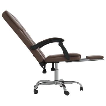 Reclining Office Chair - Brown Faux Leather | Hipomarket