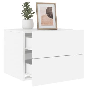 Wall-Mounted Bedside Cabinets with LED Lights - 2 pcs White