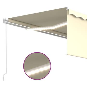 Manual Retractable Awning with LED - 4x3m Cream