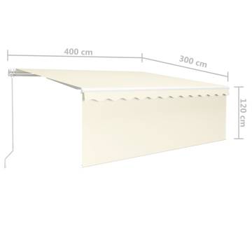 Manual Retractable Awning with LED - 4x3m Cream