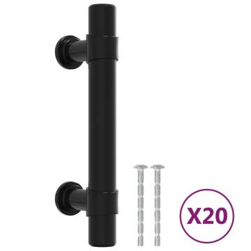 20 pcs Black Stainless Steel Cabinet Handles - Elegant & Durable