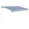 Manual Retractable Awning with LED - Blue & White 3x2.5m