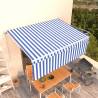 Manual Retractable Awning 4.5x3m Blue & White - Hipomarket