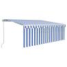 Manual Retractable Awning 4.5x3m Blue & White - Hipomarket