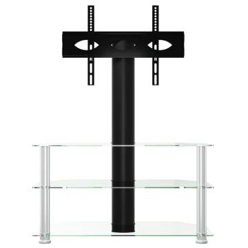 Corner TV Stand for 32-70 Inch TVs - Black & Silver