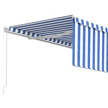 Manual Retractable Awning 4.5x3m Blue & White - Hipomarket