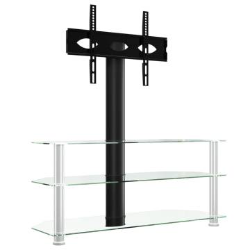 Corner TV Stand 3-Tiers for 32-70 Inch | Black & Silver