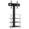 Corner TV Stand 4-Tiers for 32-70 Inch - Black & Silver