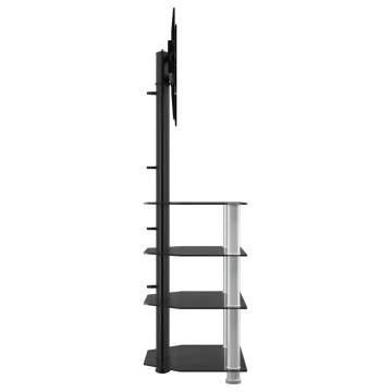 Corner TV Stand 4-Tiers for 32-70 Inch - Black & Silver