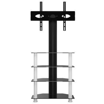 Corner TV Stand 4-Tiers for 32-70 Inch - Black & Silver