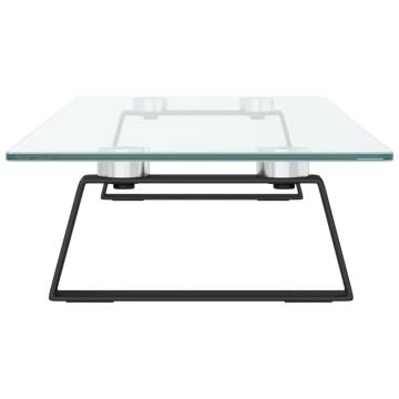 Modern Black Monitor Stand | Tempered Glass & Metal