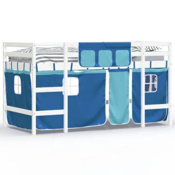 Kids' Loft Bed with Curtains - Blue 90x200cm Solid Pine