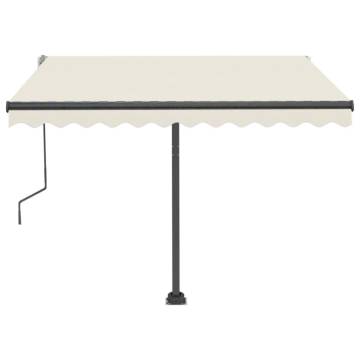 Manual Retractable Awning with LED - Cream 300x250 cm | Hipo Market