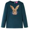 Kids' T-shirt with Long Sleeves Dark Green 128 Colour green Size 128 (7-8y) 