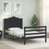 Bed Frame with Headboard Black 100x200 cm Solid Wood Colour black Size 100 x 200 cm 