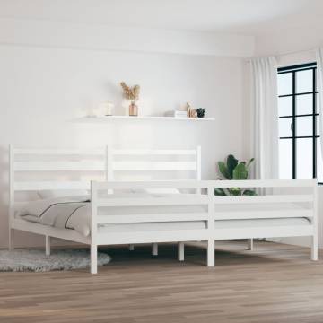 Solid Wood Pine Bed Frame 200x200 cm - White | Hipomarket