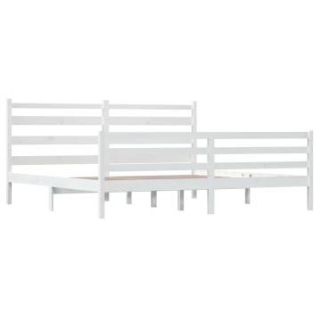 Solid Wood Pine Bed Frame 200x200 cm - White | Hipomarket