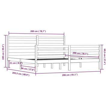 Solid Wood Pine Bed Frame 200x200 cm - White | Hipomarket