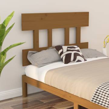 Honey Brown Solid Wood Bed Headboard - 103.5x3x81 cm