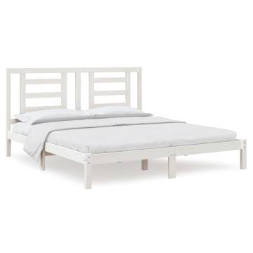 White Solid Wood Bed Frame 180x200 cm Super King Size