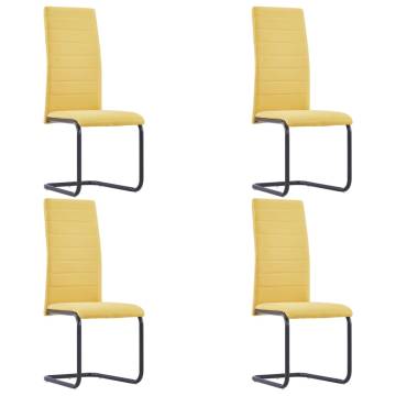 Cantilever Dining Chairs Set of 4 - Yellow Fabric | Hipomarket