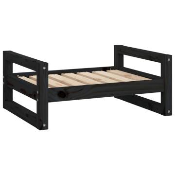 Stylish Black Dog Bed - Solid Pine Wood 65.5x50.5x28 cm