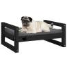 Stylish Black Dog Bed - Solid Pine Wood 65.5x50.5x28 cm