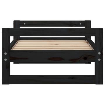 Stylish Black Dog Bed - Solid Pine Wood 65.5x50.5x28 cm