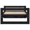 Stylish Black Dog Bed - Solid Pine Wood 65.5x50.5x28 cm