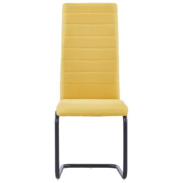 Cantilever Dining Chairs Set of 4 - Yellow Fabric | Hipomarket