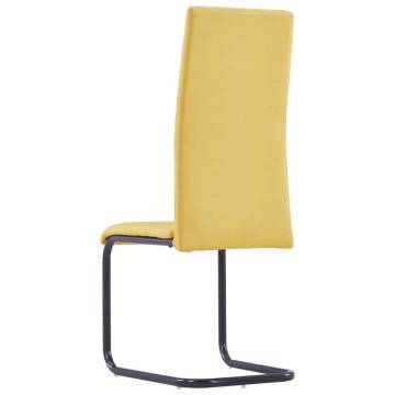 Cantilever Dining Chairs Set of 4 - Yellow Fabric | Hipomarket