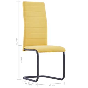 Cantilever Dining Chairs Set of 4 - Yellow Fabric | Hipomarket