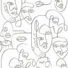 Noordwand Wallpaper: Friends & Coffee Line Art Faces - White & Metalli