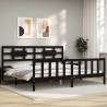 Bed Frame with Headboard Black 200x200 cm Solid Wood Colour black Size 200 x 200 cm 