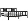 Black Bed Frame with Headboard - 200x200 cm Solid Pine Wood