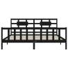 Black Bed Frame with Headboard - 200x200 cm Solid Pine Wood