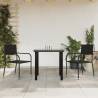 3 Piece Garden Dining Set - Black Poly Rattan & Steel